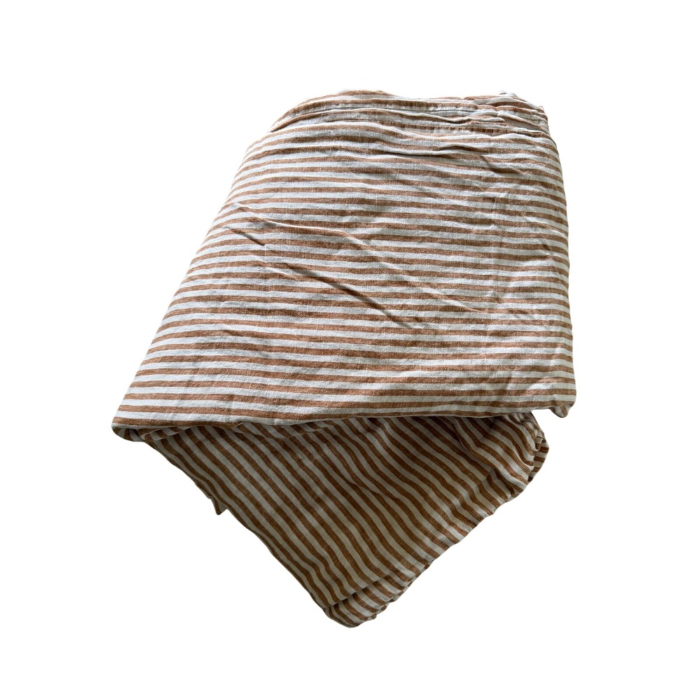 Quince European Linen Duvet Cover King/Cal King Terracotta Striped 1 Sham - Picture 4 of 5